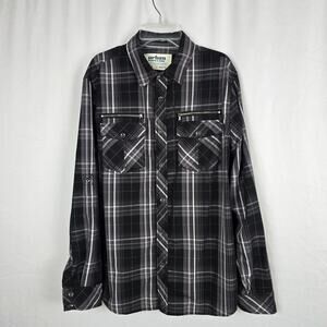 Urban Pipeline Button Down Flannel Shirt Men's M Black White Easy-Care Fabric